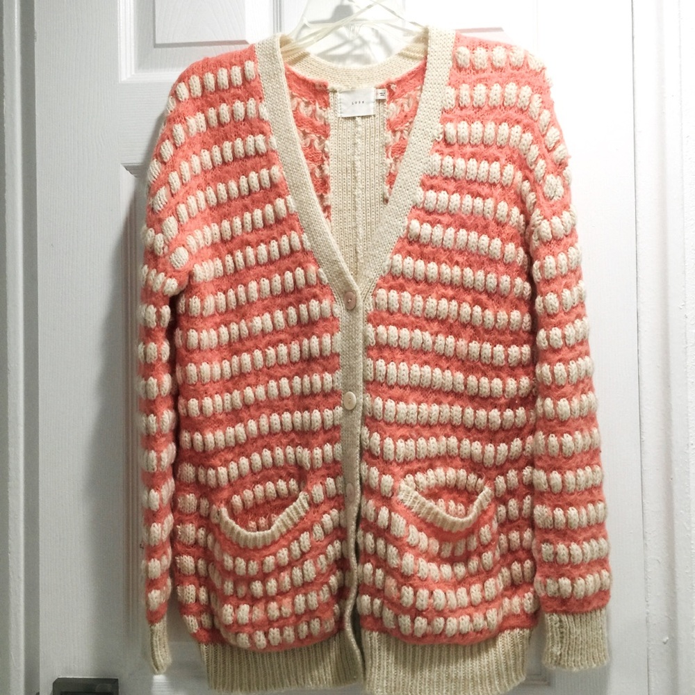 Lush oversized coral pink sweater cardigan
